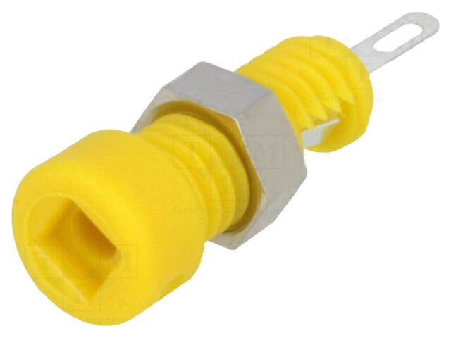 Contact; banaanstekker 2mm; 6A; Tot.l: 21mm; geel; geïsoleerd Contact; banaanstekker 2mm; 6A; Tot.l: 21mm; geel; geïsoleerd